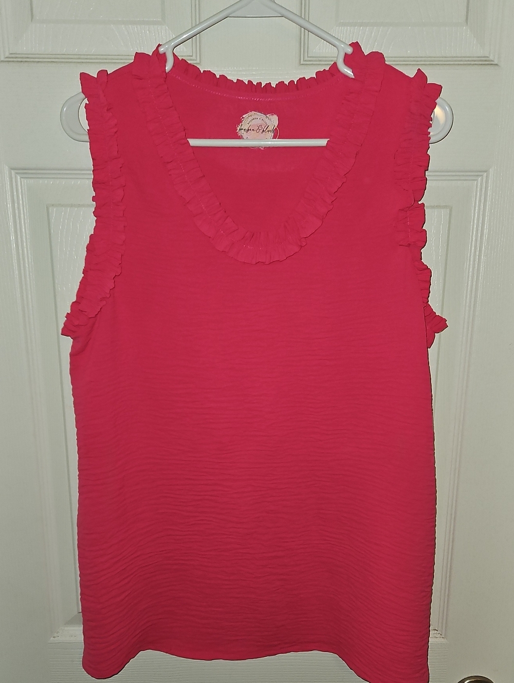 Women’s Ruffle-Trim Sleeveless Top - Hot Pink
